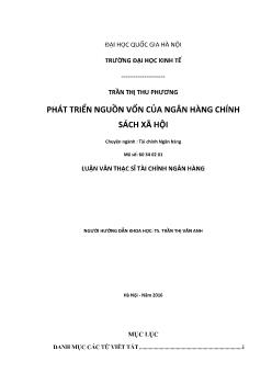 Luận văn Phát triển nguồn vốn của ngân hàng chính sách xã hội