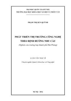 Luận văn Phát triển thị trường công nghệ theo định hướng nhu cầu