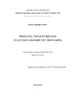 Luận văn Phong tục, tập quán hồi giáo của cư dân Ả rập khu vực trung đông