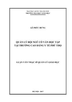 Luận văn Quản lý đội ngũ cố vấn học tập tại trường cao đẳng y tế Phú Thọ