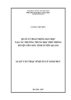 Luận văn Quản lý hoạt động dạy học tại các trường trung học phổ thông huyện Yên Sơn, tỉnh Tuyên Quang