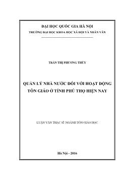 Luận văn Quản lý nhà nước đối với hoạt động tôn giáo ở tỉnh Phú Thọ hiện nay