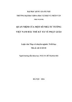 Luận văn Quan niệm của một số nhà tư tưởng Việt Nam đầu thế kỷ XX về phật giáo