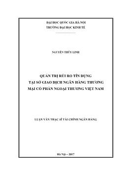 Luận văn Quản trị rủi ro tín dụng tại sở giao dịch ngân hàng thương mại cổ phần ngoại thương Việt Nam