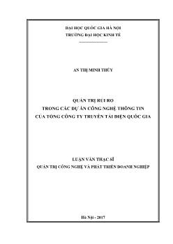 Luận văn Quản trị rủi ro trong các dự án công nghệ thông tin của tổng công ty truyền tải điện quốc gia