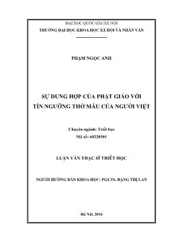 Luận văn Sự dung hợp của phật giáo với tín ngưỡng thờ mẫu của người Việt