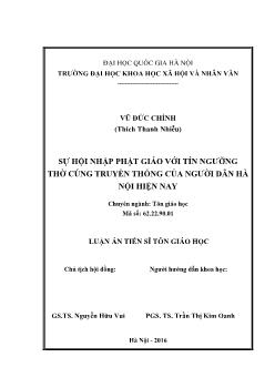 Luận văn Sự hội nhập phật giáo với tín ngưỡng thờ cúng truyền thống của người dân Hà nội hiện nay