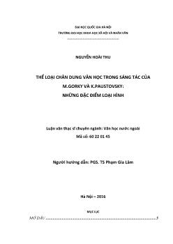 Luận văn Thể loại chân dung văn học trong sáng tác của M.gorky và K.paustovsky: Những đặc điểm loại hình