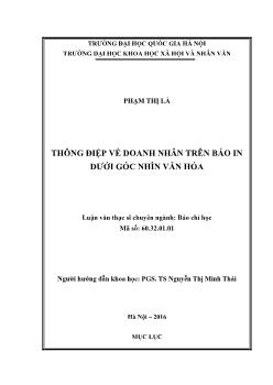 Luận văn Thông điệp về doanh nhân trên báo in dưới góc nhìn văn hóa