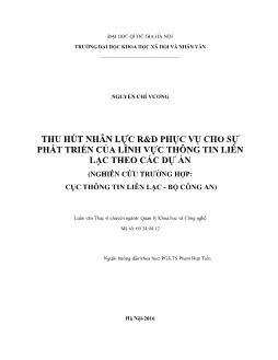 Luận văn Thu hút nhân lực R & d phục vụ cho sự phát triển của lĩnh vực thông tin liên lạc theo các dự án