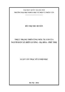 Luận văn Thực trạng thờ cúng mẫu Âu cơ của người dân xã Hiền lương - Hạ hòa - Phú Thọ