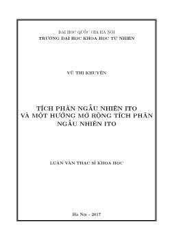 Luận văn Tích phân ngẫu nhiên ito và một hướng mở rộng tích phân ngẫu nhiên ito