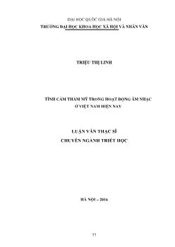 Luận văn Tình cảm thẩm mỹ trong hoạt động âm nhạc ở Việt Nam hiện nay