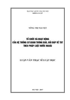 Luận văn Tổ chức và hoạt động của hệ thống cơ quan thông báo, hỏi đáp về TBT theo pháp luật nước ngoài