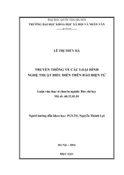 Luận văn Truyền thông về các loại hình nghệ thuật biểu diễn trên báo điện tử