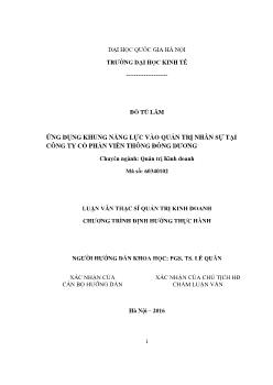 Luận văn Ứng dụng khung năng lực vào quản trị nhân sự tại công ty cổ phần viễn thông Đông Dương