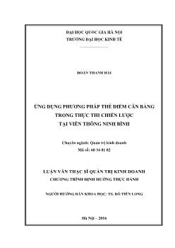 Luận văn Ứng dụng phương pháp thẻ điểm cân bằng trong thực thi chiến lược tại viễn thông Ninh Bình