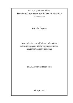 Luận văn Vai trò của phụ nữ nông thôn vùng đồng bằng sông Hồng trong xây dựng gia đình văn hóa hiện nay