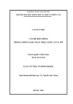 Luận văn Vấn đề biển đông trong chiến lược xoay trục Châu á của Mỹ