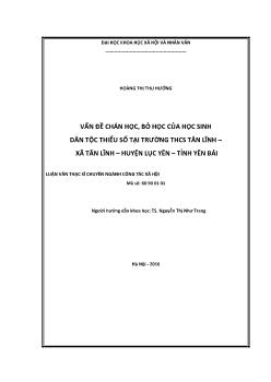 Luận văn Vấn đề chán học, bỏ học của học sinh dân tộc thiểu số tại trường THCS Tân lĩnh – Xã Tân lĩnh – Huyện Lục yên – Tỉnh Yên Bái