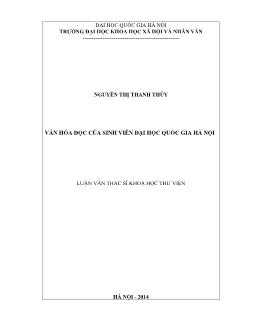 Luận văn Văn hóa đọc của sinh viên Đại học Quốc Gia Hà Nội