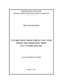 Luận văn Văn học Đàng trong thế kỷ XVII - XVIII trong tiến trình phát triển của văn học dân tộc