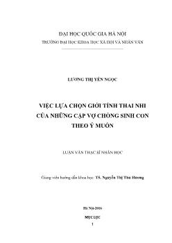 Luận văn Việc lựa chọn giới tính thai nhi của những cặp vợ chồng sinh con theo ý muốn