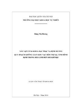 Luận văn Xác lập cơ sở khoa học phục vụ định hướng quy hoạch không gian khu vực Đầm thị nại, tỉnh Bình định trong bối cảnh biến đổi khí hậu