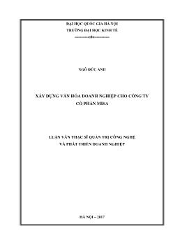 Luận văn Xây dựng văn hóa doanh nghiệp cho công ty cổ phần Misa