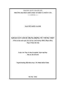 Ngôn ngữ học - Khảo sát lỗi sử dụng động từ Tiếng Việt