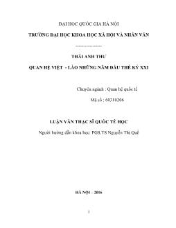 Quan hệ quốc tế - Quan hệ Việt - Lào những năm đầu thế kỷ XXI