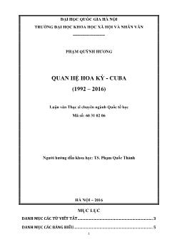 Quốc tế học - Quan hệ Hoa kỳ - Cuba (1992 – 2016)