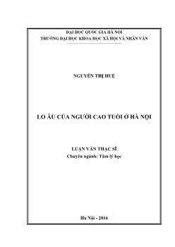 Tâm lý học - Lo âu của người cao tuổi ở Hà Nội