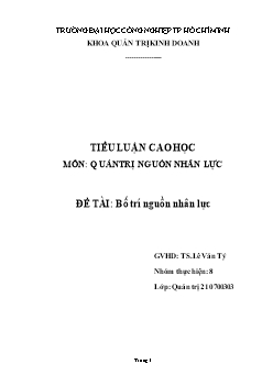 Tiểu luận Bố trí nguồn nhân lực