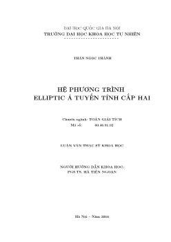 Toán giải tích - Hệ phương trình elliptic á tuyến tính cấp hai