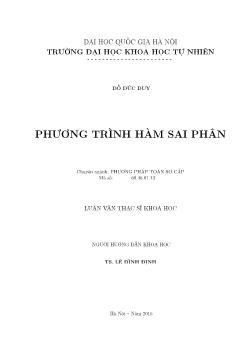 Toán giải tích - Phương trình hàm sai phân