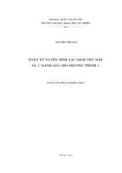 Toán giải tích - Toán tử tuyến tính xác định trù mật và l2 đánh giá cho phương trình