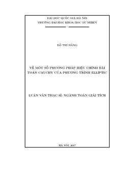 Toán giải tích - Về một số phương pháp hiệu chỉnh bài toán cauchy của phương trình elliptic