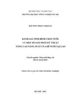 Tóm tắt Luận án Ðánh giá tình hình chăn nuôi và một số giải pháp kỹ thuật nâng cao năng suất của dê nuôi tại Lào