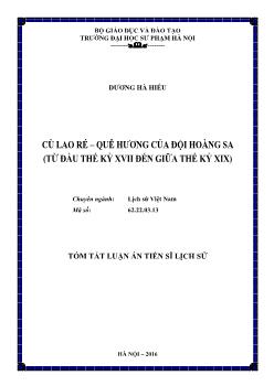 Tóm tắt Luận án Cù Lao Ré – quê hương của đội Hoàng Sa (Từ thế kỷ XVII đến giữa thế kỷ XIX)