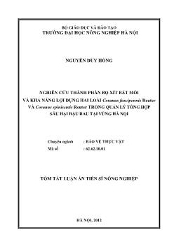 Tóm tắt Luận án Nghiên cứu thành phần bọ xít bắt mồi và khả lợi dụng hai loài Coranus fuscipennis Reuter và Coranus spiniscutis Reuter trong quản lý tổng hợp sâu hại đậu rau tại vùng Hà Nội