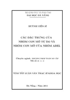 Tóm tắt Luận văn Các đặc trưng của nhóm con mờ tự do và nhóm con mờ của nhóm Abel