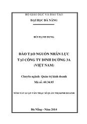 Tóm tắt Luận văn Đào tạo nguồn nhân lực tại công ty dinh dưỡng 3A (Việt Nam)