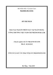 Tóm tắt Luận văn Đào tạo nguồn nhân lực tại ngân hàng công thương Việt Nam chi nhánh Đắk Lắk