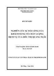 Tóm tắt Luận văn Nghiên cứu sự hài lòng của khách hàng về chất lượng dịch vụ của siêu thị Quảng Ngãi