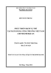 Tóm tắt Luận văn Phát triển dịch vụ thẻ tại ngân hàng công thương Việt Nam chi nhánh Hội An