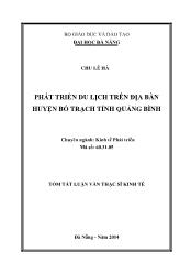 Tóm tắt Luận văn Phát triển du lịch trên địa bàn huyện bố trạch tỉnh Quảng Bình