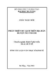 Tóm tắt Luận văn Phát triển du lịch trên địa bàn huyện Núi Thành