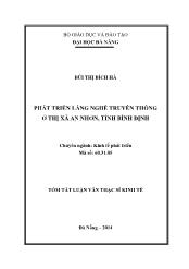 Tóm tắt Luận văn Phát triển làng nghề truyền thống ở thị xã An Nhơn, tỉnh Bình Định