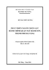 Tóm tắt Luận văn Phát triển nguồn nhân lực hành chính Quận Ngũ Hành Sơn, Thành phố Đà Nẵng